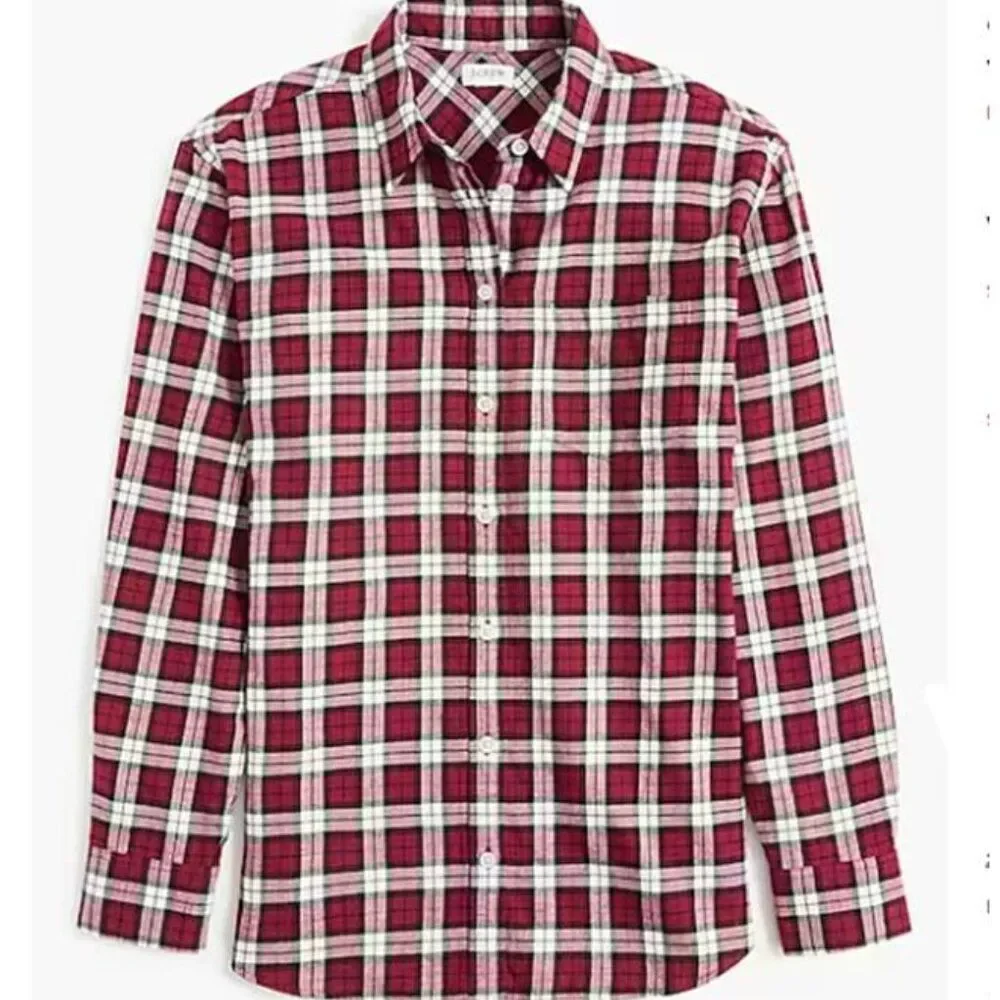 J Crew Women's Plaid Shirt Plus Size Cotton Flannel Button Down Tops 2X $79